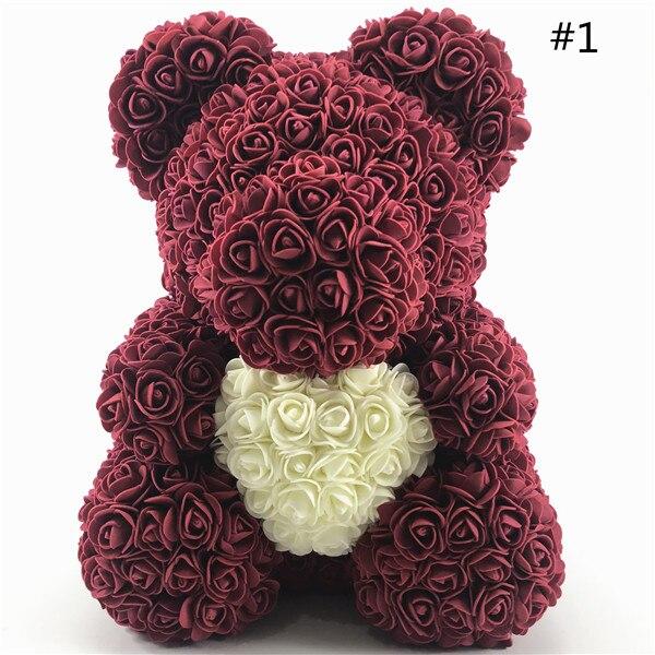 40cm rose teddy bear flower artificial handmade eternal rose bear valentine&#39;s day anniversary bridal baptism wedding mother&#39;s da - Executive-Skincare