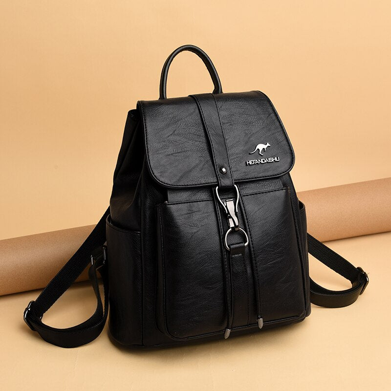 New Luxury Women Backpack Vintage Travel Soft Leather Backpack Large Capacity Bookbag High Quality School Bags for Teenage Girls - Executive-Skincare