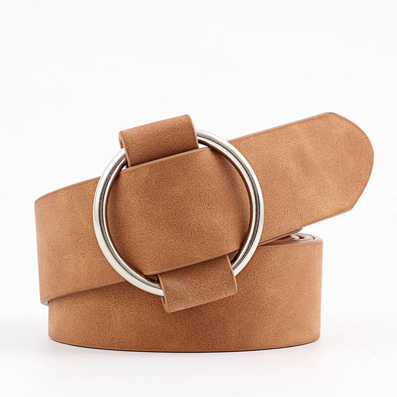 Double Ring Women Belt Fashion Waist Belt PU Leather Metal Buckle Heart Pin Belts For Ladies Leisure Dress Jeans Wild Waistband - Executive-Skincare