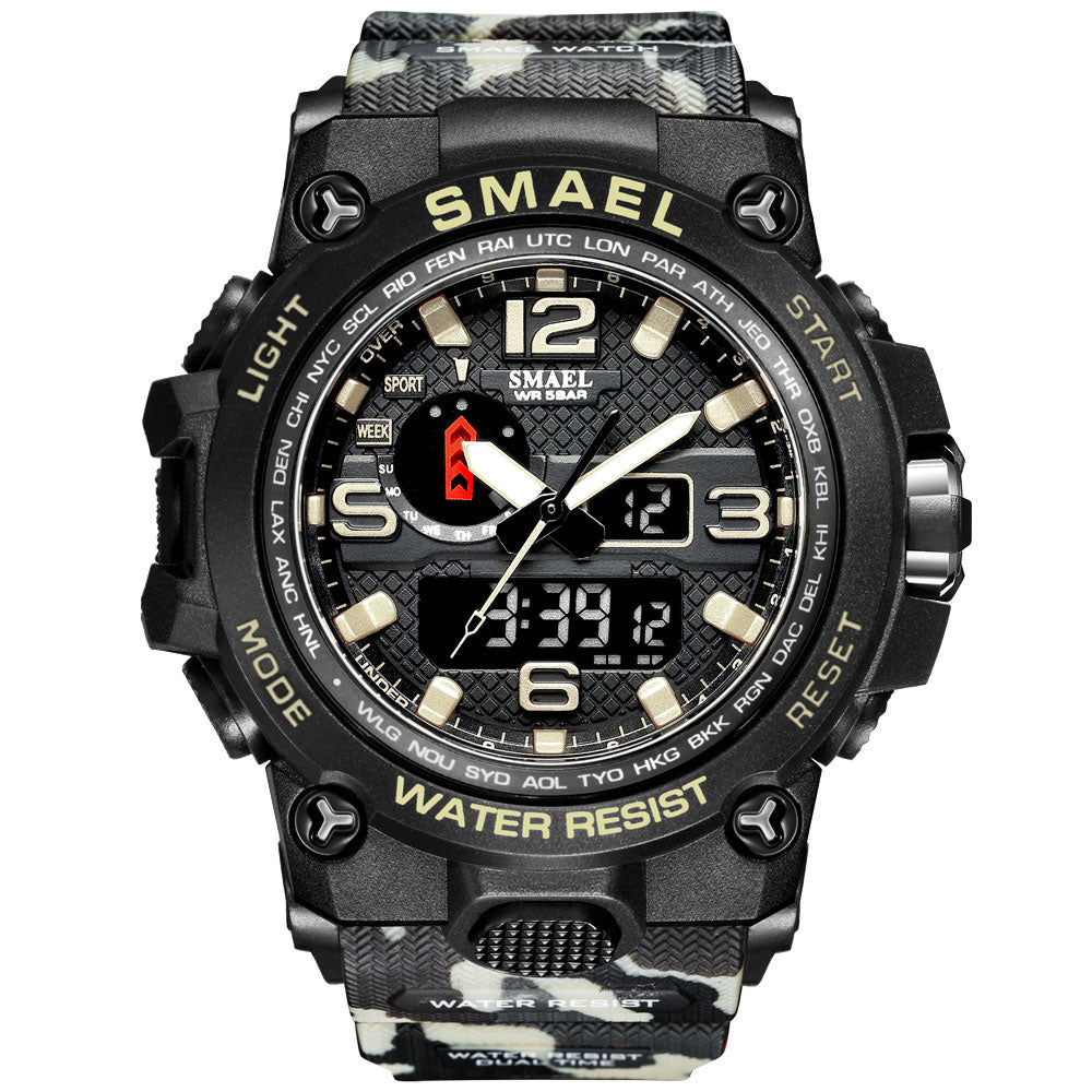 SMAEL Watches For Men 50M Waterproof Clock Alarm reloj hombre 1545D Dual Display Wristwatch Quartz Military Watch Sport New Mens - Executive-Skincare