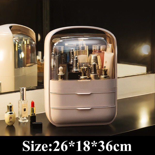 Fashion Big Capacity Cosmetic Storage Box Waterproof Dustproof Bathroom Desktop Beauty Makeup Organizer Skin Care Storage Drawer - Executive-Skincare