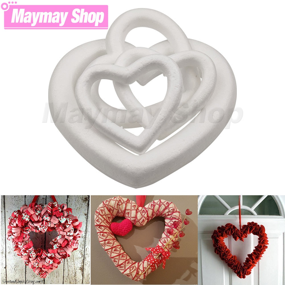 Polystyrene Styrofoam Heart Modelling Foam Hollow Heart Ring For Valentine Christmas Wedding Party DIY Craft Decoration Supplies - Executive-Skincare