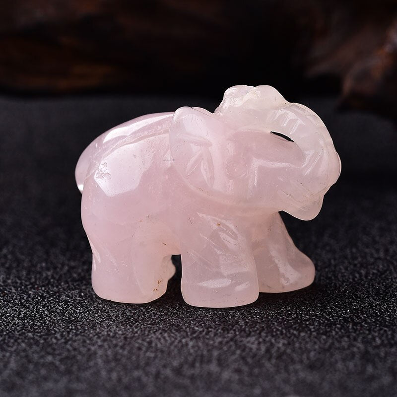 1PC Natural Crystal Amethyst Elephant Obsidian Animals Stone Crafts Small Decoration Home Decor Handmade Present Ornaments - Executive-Skincare