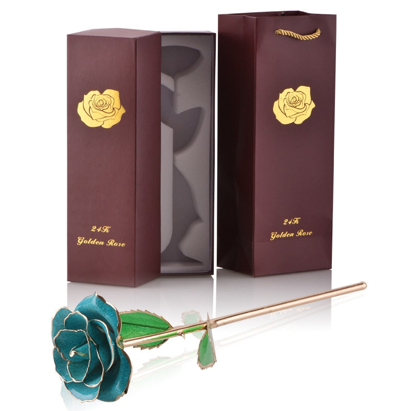 Gifts for Women 24k Gold Dipped Rose with Stand Eternal Flowers Forever Love In Box Girlfriend Wedding Christmas Gifts for Her - Executive-Skincare