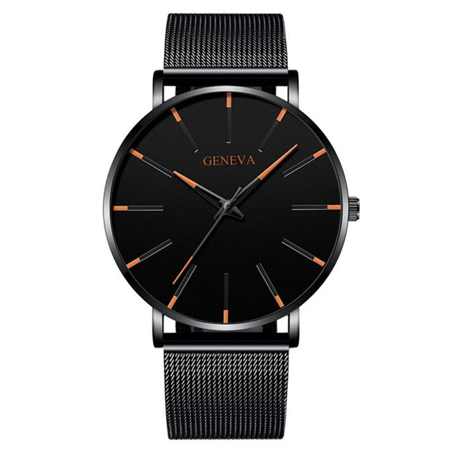 reloj hombre 2022 Watch Men Minimalist Ultra Thin Watches Men&#39;s Fashion Stainless Steel Mesh Belt Quartz Watch relogio masculino - Executive-Skincare