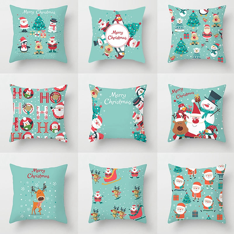 45*45 Christmas Cushion Cover Merry Christmas Decorations for Home Santa Reindeer Pillow Cases Xmas Gifts New Year 2023 Navidad - Executive-Skincare