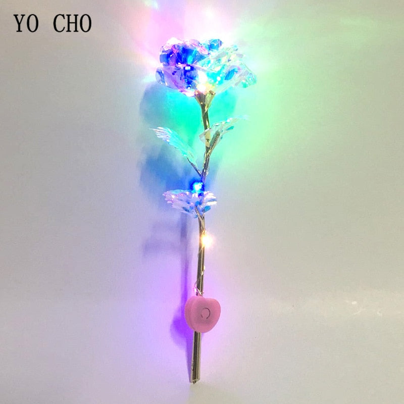 YO CHO 24K Plated Gold Rose Artificial Flower 24K Foil Rose Galaxy Box Birthday Valentine Mother&#39;s Day Christmas Creative Gift - Executive-Skincare