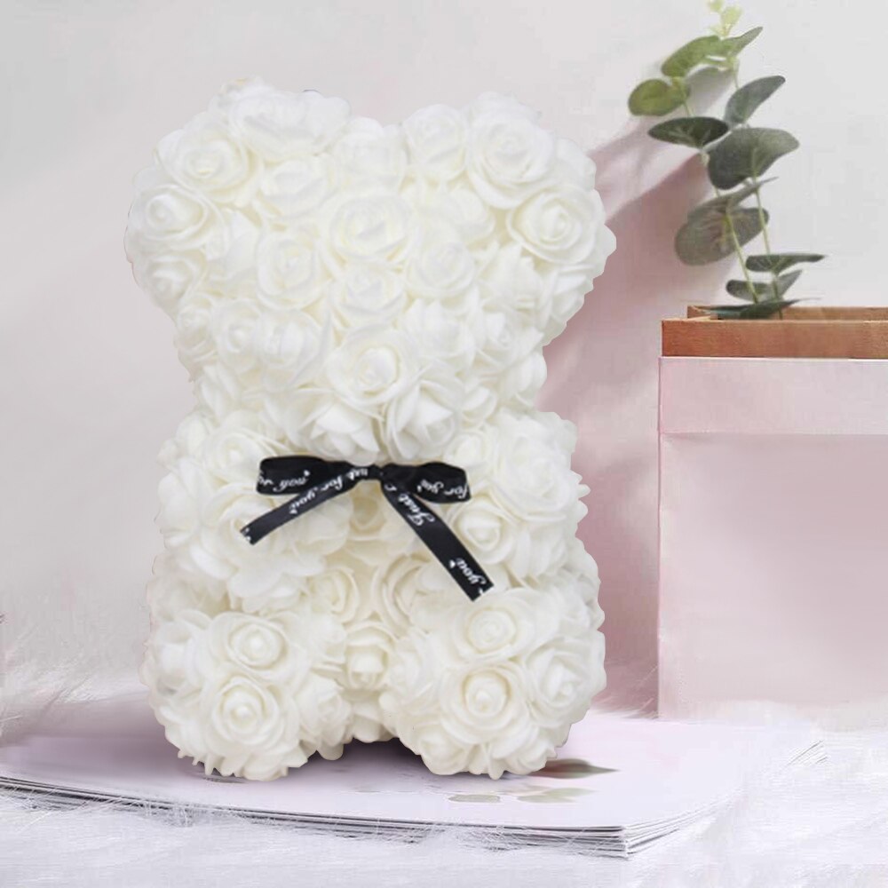 25cm/40cm Rose Bear Valentine&#39;s Day Artificial Flower Teddy Rose Bear 2022 New Year Christmas Decoration Women Valentines Gifts - Executive-Skincare