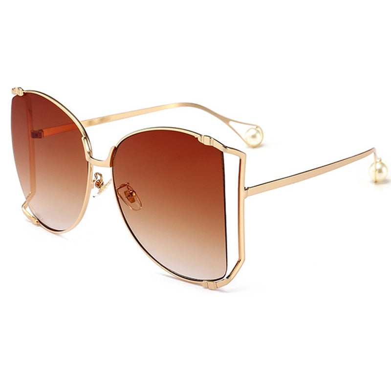 Sunglasses Women Decoration Brand Designer Half Frame Female Oversized Sun Glasses Women Clear Shade oversized Sunglasses - Executive-Skincare