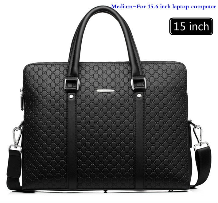 New Double Layers Men&#39;s Leather Business Briefcase Casual Man Shoulder Bag Messenger Bag Male Laptops Handbags Men Travel Bags - Executive-Skincare