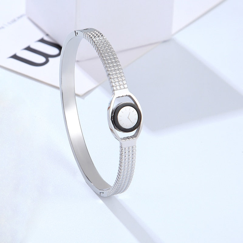 New Arrival Imitation Watch Shape Woman Bangle Bracelet Stainless Steel Jewelry Woman Bracelet Gift for Women - Executive-Skincare