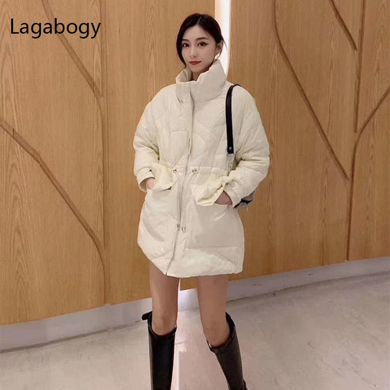 Lagabogy 2022 Winter Coat Women 90%White Duck Down Parka Female Lightweight Batwing Long Sleeve Puffer Jacket Loose Warm Outwear - Executive-Skincare