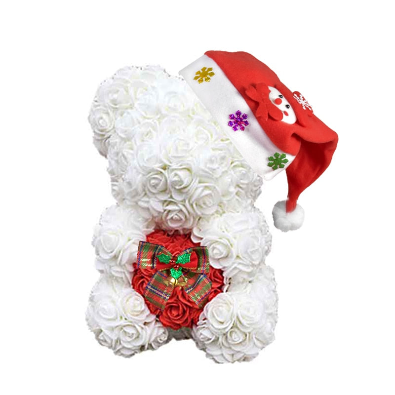 Christmas Gift for Kids&amp;women Artificial PE Rose Teddy Bear of Roses with Crown Valentine&#39;s Day Wedding Love Xmas Gifts for Girl - Executive-Skincare