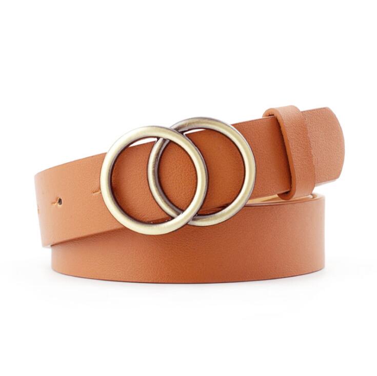 Double Ring Women Belt Fashion Waist Belt PU Leather Metal Buckle Heart Pin Belts For Ladies Leisure Dress Jeans Wild Waistband - Executive-Skincare