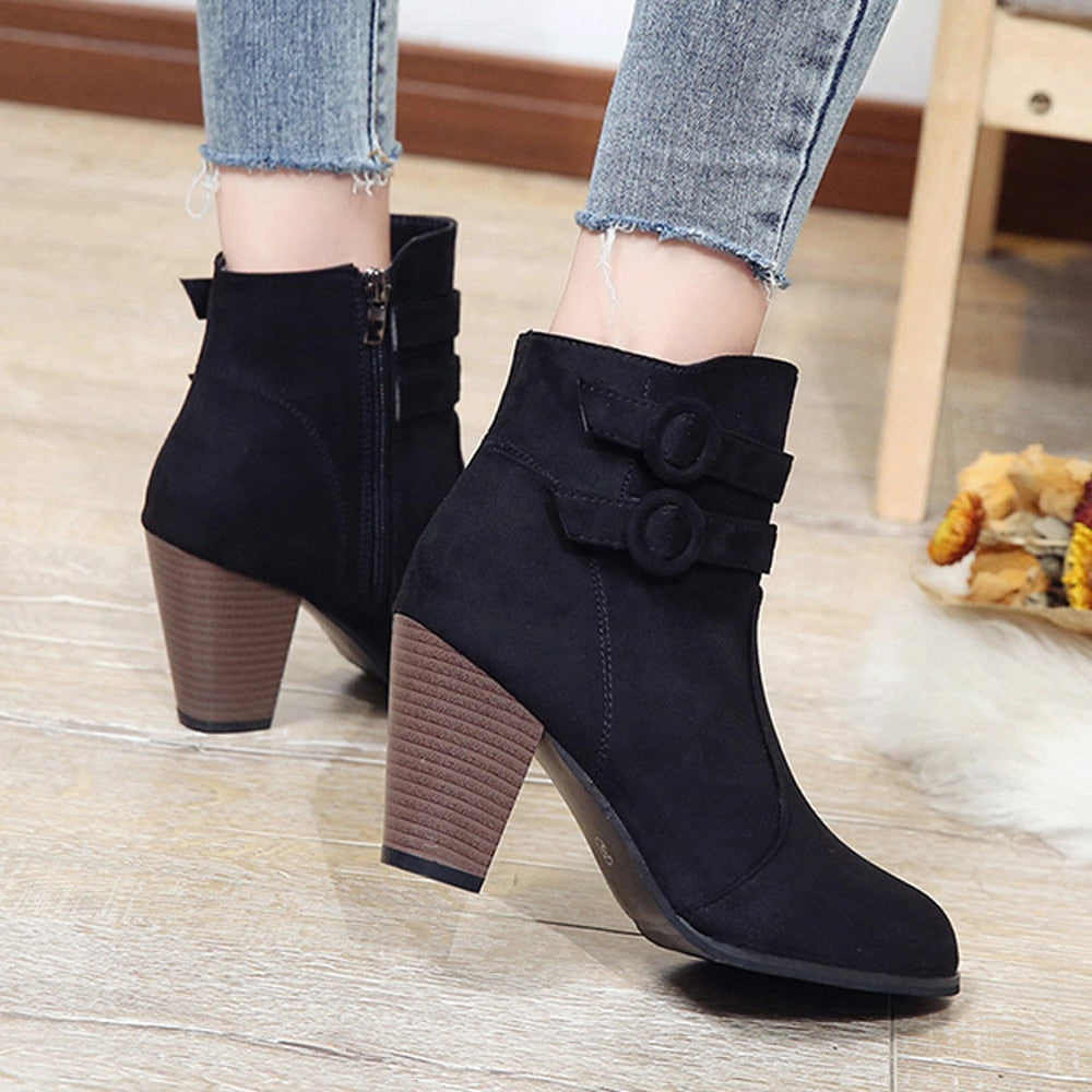 Red Boots Women 2020 Ankle Boots for Women High Heel Autumn Shoes Women Fashion Zipper Boots Size 43 Botas Mujer - Executive-Skincare