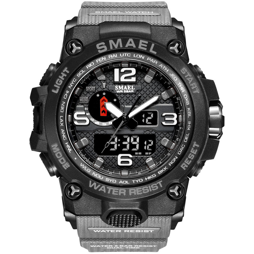 SMAEL Watches For Men 50M Waterproof Clock Alarm reloj hombre 1545D Dual Display Wristwatch Quartz Military Watch Sport New Mens - Executive-Skincare