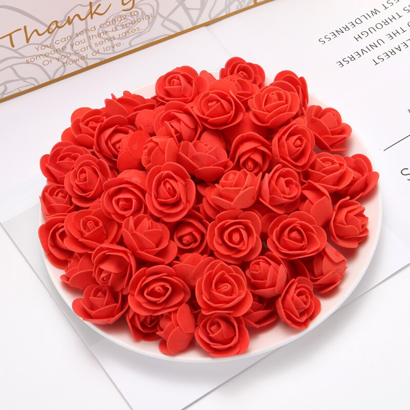 100pcs Wedding Teddy Bear of Roses Diy Gift Valentine Day Present Artificial Flowers New Year Christmas Decoration for Home - Executive-Skincare