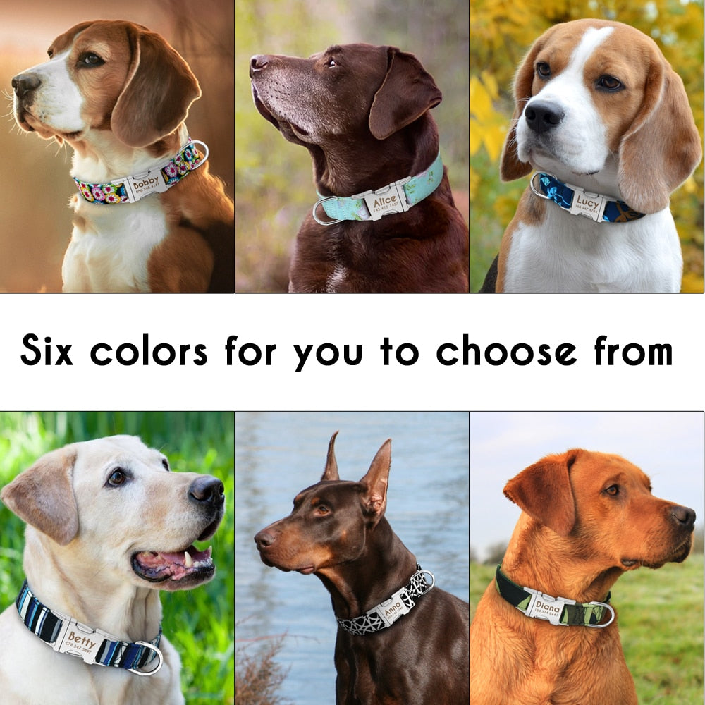 Dog Collar Personalized Nylon Pet Dog Tag Collar Custom Puppy Cat Nameplate ID Collars Adjustable For Medium Large Dogs Engraved - Executive-Skincare