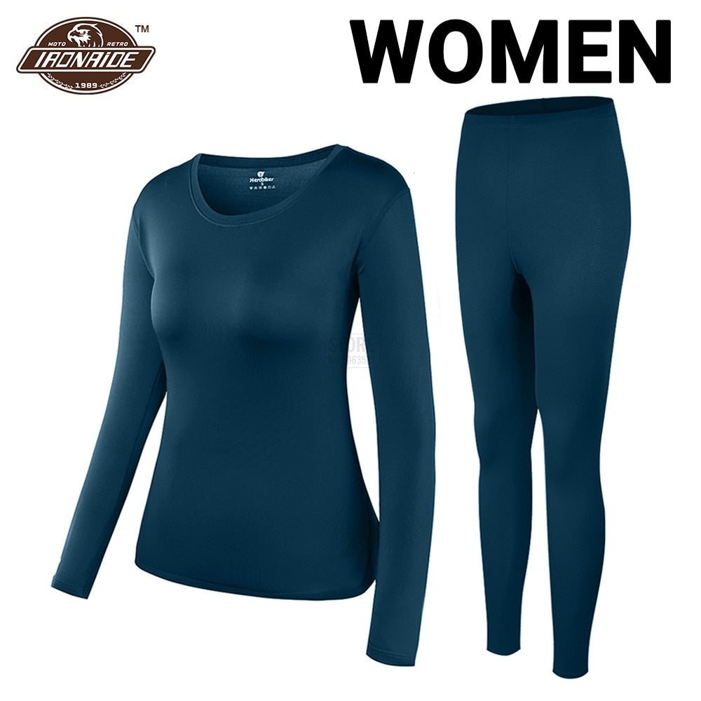 Herobiker Women Fleece Lined Thermal Underwear Set Winter Elastic Motorcycle Skiing Warm Long Johns Shirts &amp; Tops Bottom Suit - Executive-Skincare