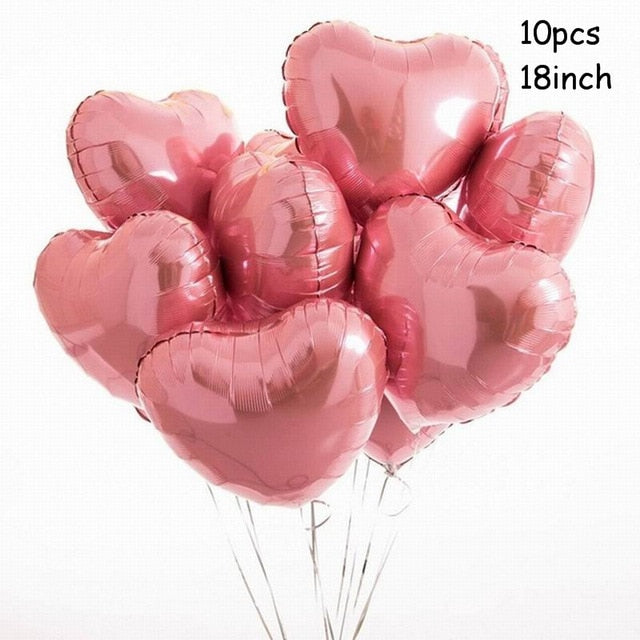 10pcs 18inch Rose Gold Red Pink Love Foil Heart Helium Balloons Wedding Birthday Party Balloons Valentine's Day - Executive-Skincare