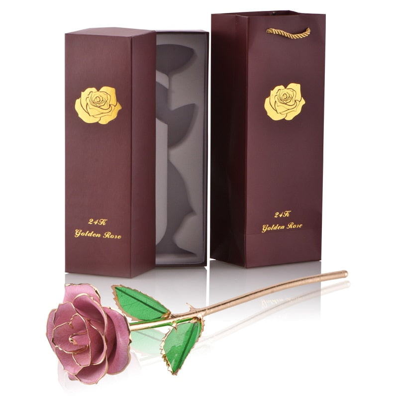 Gifts for Women 24k Gold Dipped Rose with Stand Eternal Flowers Forever Love In Box Girlfriend Wedding Christmas Gifts for Her - Executive-Skincare