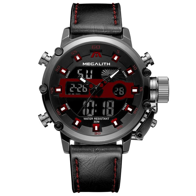 MEGALITH Sport Chronograph Quartz Watches Men Multifunction Dual Display Waterproof Date Luminous Wrist Watches For Men&#39;s Clock - Executive-Skincare