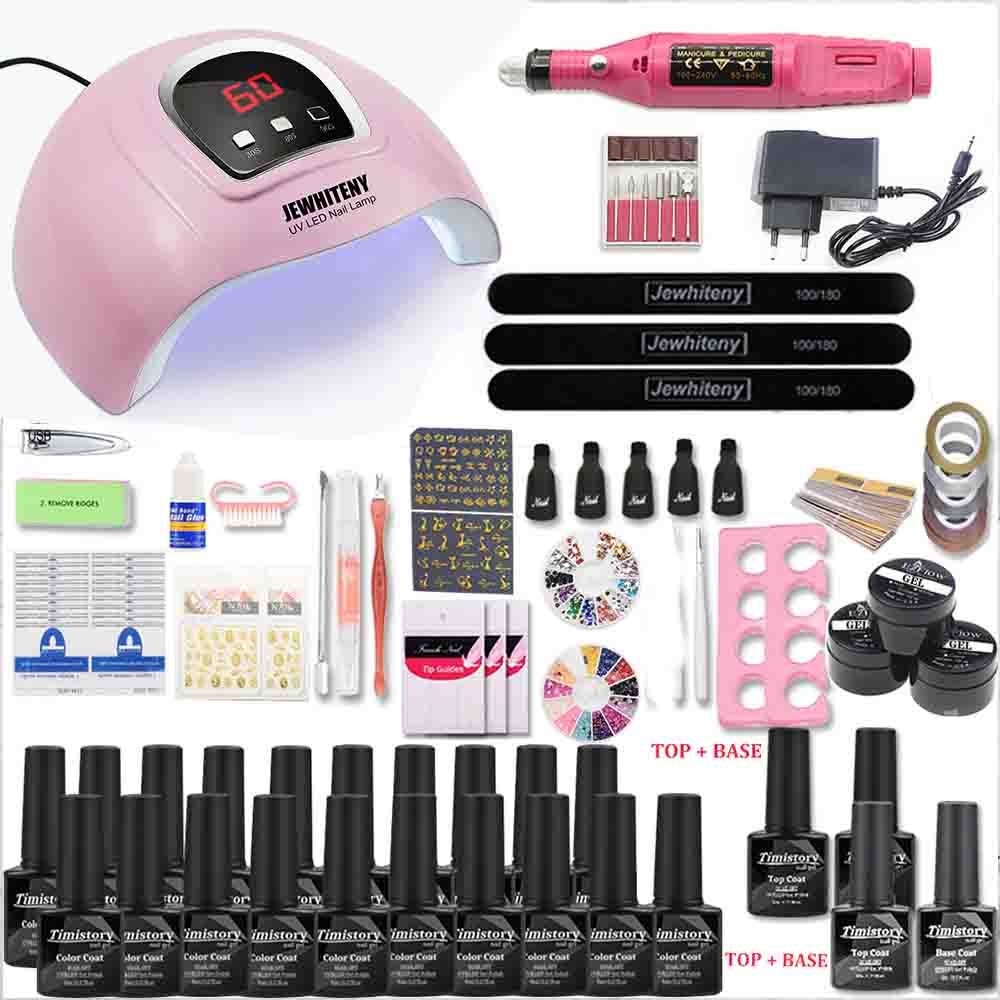 Nail Set for Nail 20 Kinds Nail Polish Kit with 20000RPM Nail drill Machine Nail lamp Acrylic Kit Nail Art Tools Nail Art Set - Executive-Skincare