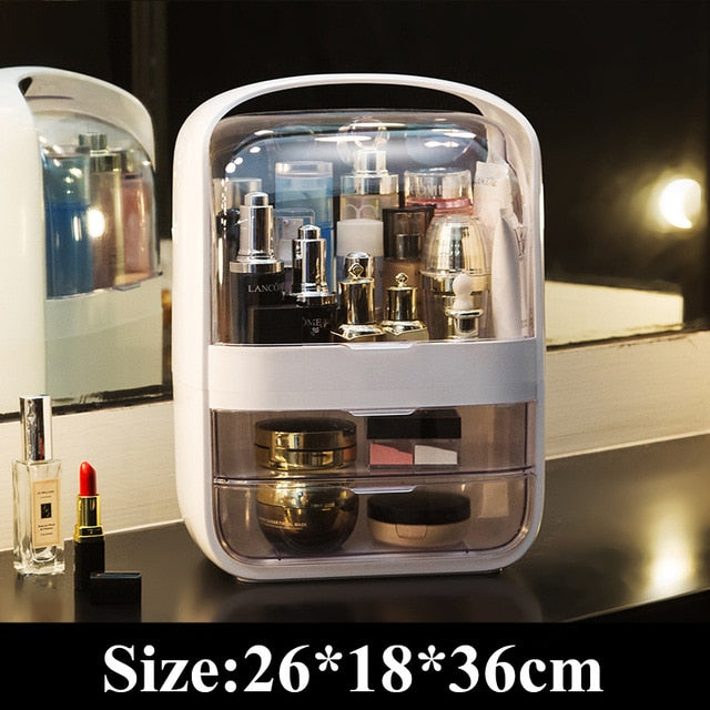 Fashion Big Capacity Cosmetic Storage Box Waterproof Dustproof Bathroom Desktop Beauty Makeup Organizer Skin Care Storage Drawer - Executive-Skincare