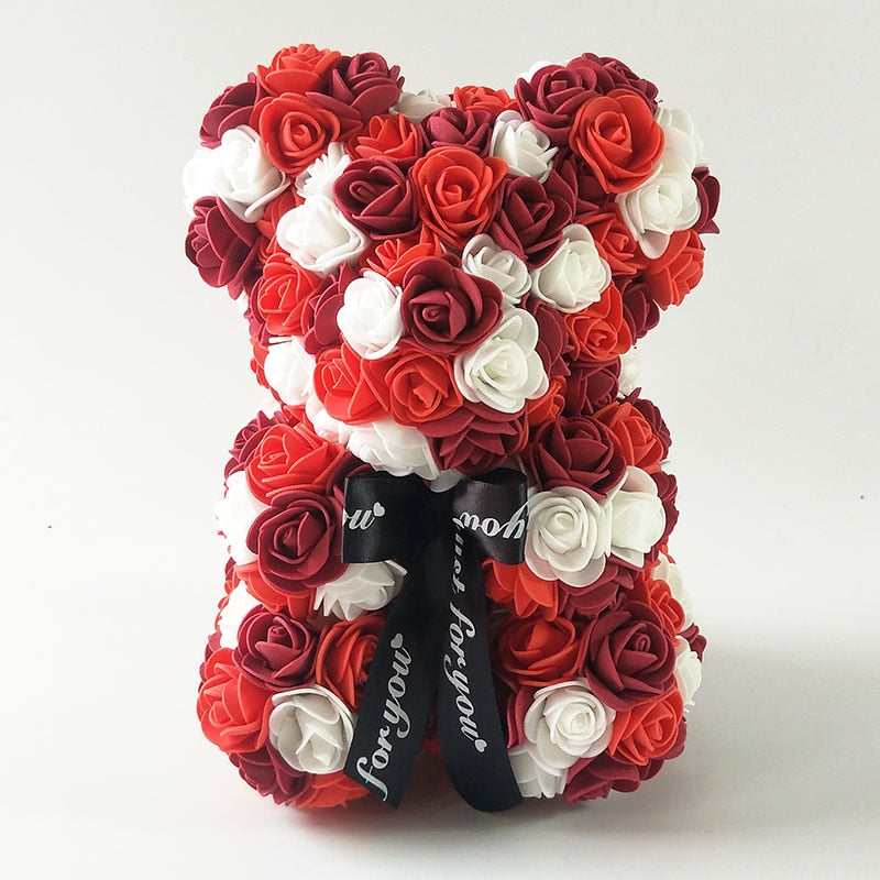 25 cm high Valentine&#39;s Day teddy bears 3.5 cm roses bear colors Holiday High-grade DIY gifts Christmas gift - Executive-Skincare