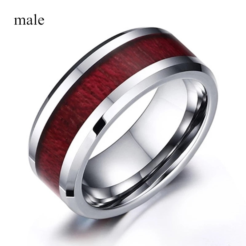 2021 Couple Ring Women White Gold Color Heart Garnet Ring Men Stainless Steel Wedding Engagement Band Valentine Day Gift Jewelry - Executive-Skincare