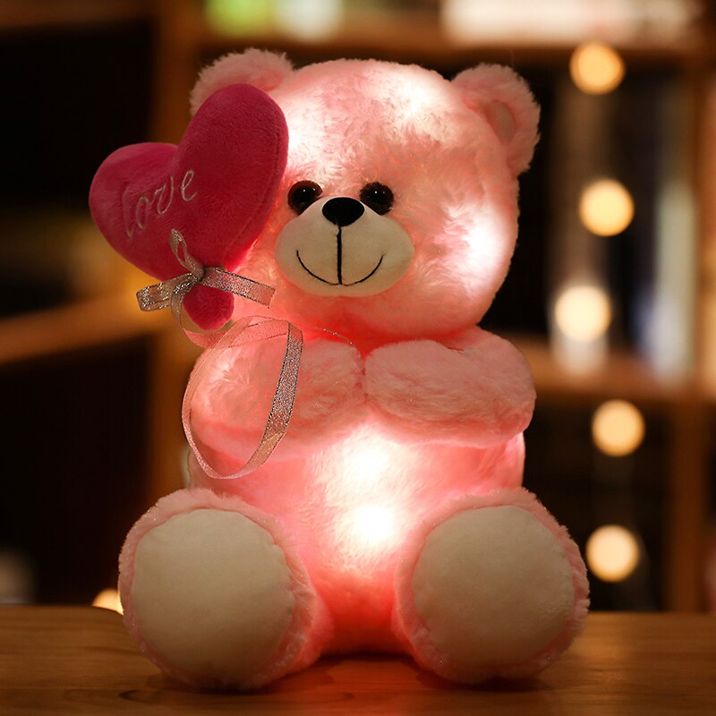 1pc 25-30cm Cartoon Animal Plush LED Lightning Toys Stuffed Soft Lovely Teddy Bear Unicorn Dog Dolls Kids Girls Birthday Gift - Executive-Skincare