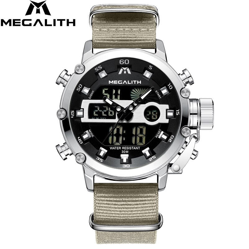 MEGALITH Sport Chronograph Quartz Watches Men Multifunction Dual Display Waterproof Date Luminous Wrist Watches For Men&#39;s Clock - Executive-Skincare