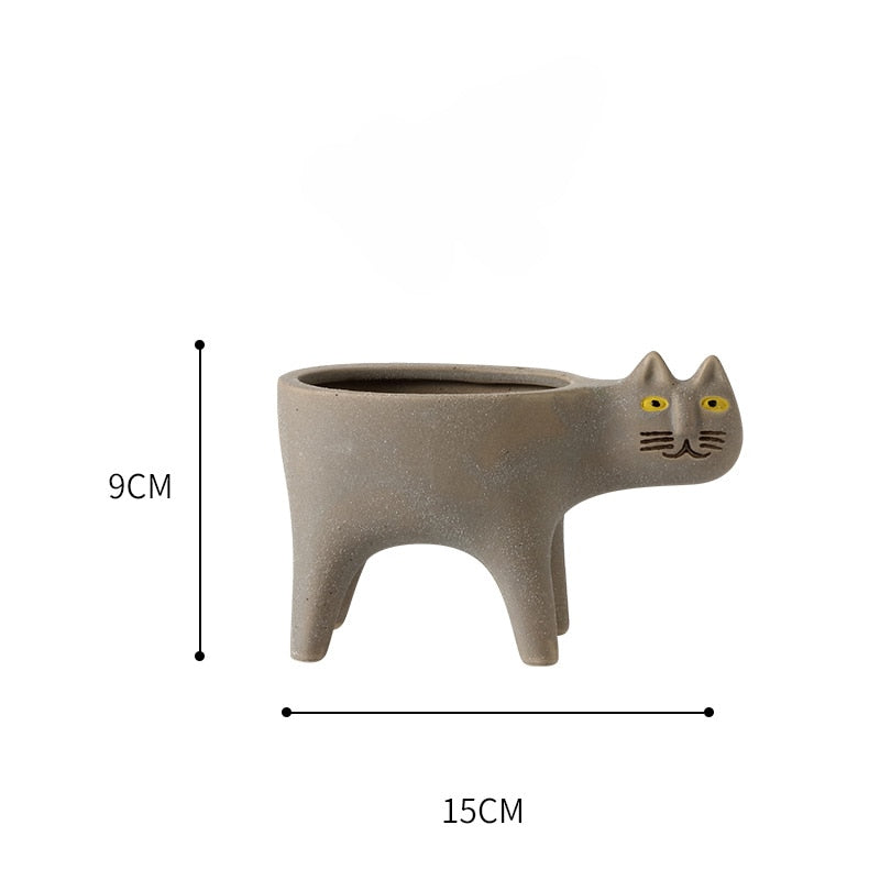 Cartoons Cat Flowerpot Animal Ceramic Flowerpot Cute Vase Cactus Succulent Plants Potted  Flower Arrangement Home Decoration - Executive-Skincare