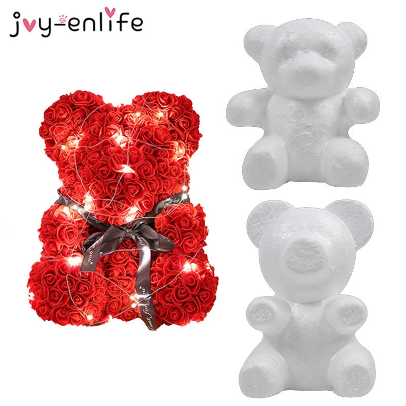 Valentine&#39;s Day Gifts white Foam Bear Mold LED Teddy Rose Bear Artificial Rose Flower For Birthday Party Wedding Decoration - Executive-Skincare