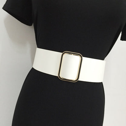 Width 9cm Black Faux Leather Wide Elastic Waist Belt Women Fashion Pu Leather Waistband Corset Dress Belts For Women 2020 New - Executive-Skincare