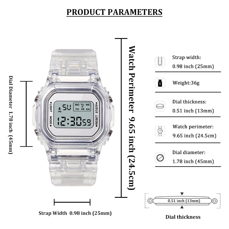 Fashion Watch Women Men Gold Casual Transparent Digital Sport Watches Lover&#39;s Gift Clock Children Wristwatch Female Reloj Mujer - Executive-Skincare