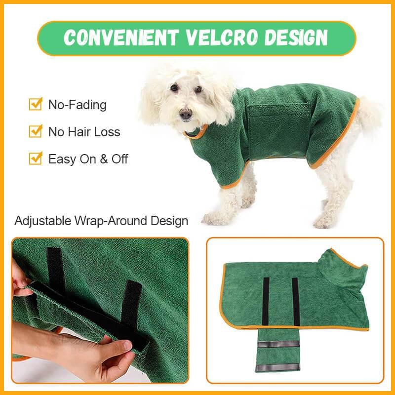 Pet Drying Coat Absorbent Bathrobe Towel Large Medium Small Dog Cat Super Fast Drying Moisture Bath Bags Robe Soft Adjustable - Executive-Skincare