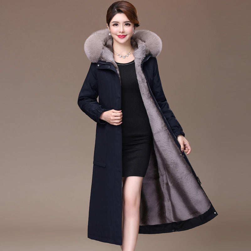 Women Winter Parkas 2022 New Female Premium Quality Overcoat Thicken Fashion Coat Imitate Fox Fur Collar Long Jacket A576 - Executive-Skincare