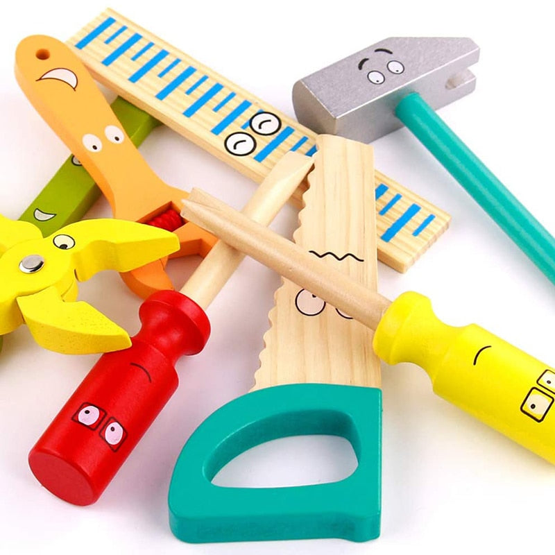 Wooden Toolbox Pretend Play Set Montessori Children Toy For Boys Nut Disassembly Screw Assembly Simulation Repair Carpenter Tool - Executive-Skincare