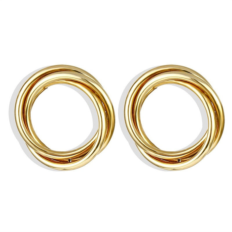 IPARAM 2021 New Big Circle Round Hoop Earrings for Women&#39;s Fashion Statement Golden Punk Charm Earrings Party Jewelry - Executive-Skincare