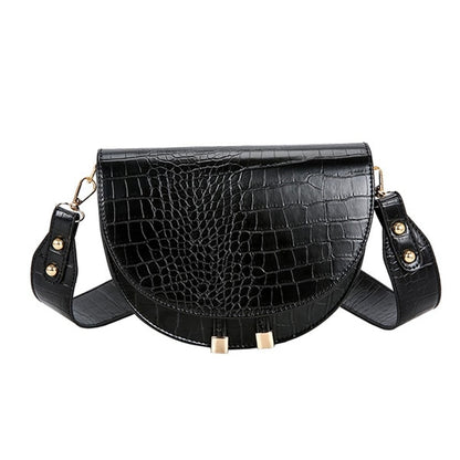 Gusure Luxury Crocodile Pattern Crossbody Bags for Women Half Round Messenger PU Leather Handbags Shoulder Sac Main Femme - Executive-Skincare