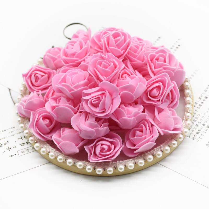 200 Pieces Artificial Flowers 3CM PE Teddy of Bear Roses Head Wedding Decorative Fake for Scrapbooking Valentine&#39;s Day Gifts - Executive-Skincare