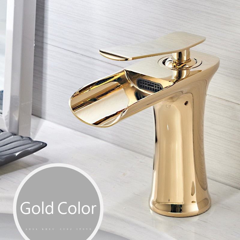 Basin Faucets Waterfall Bathroom Faucet Single handle Basin Mixer Tap Bath Antique Faucet Brass Sink Water Crane Silver 6009 - Executive-Skincare