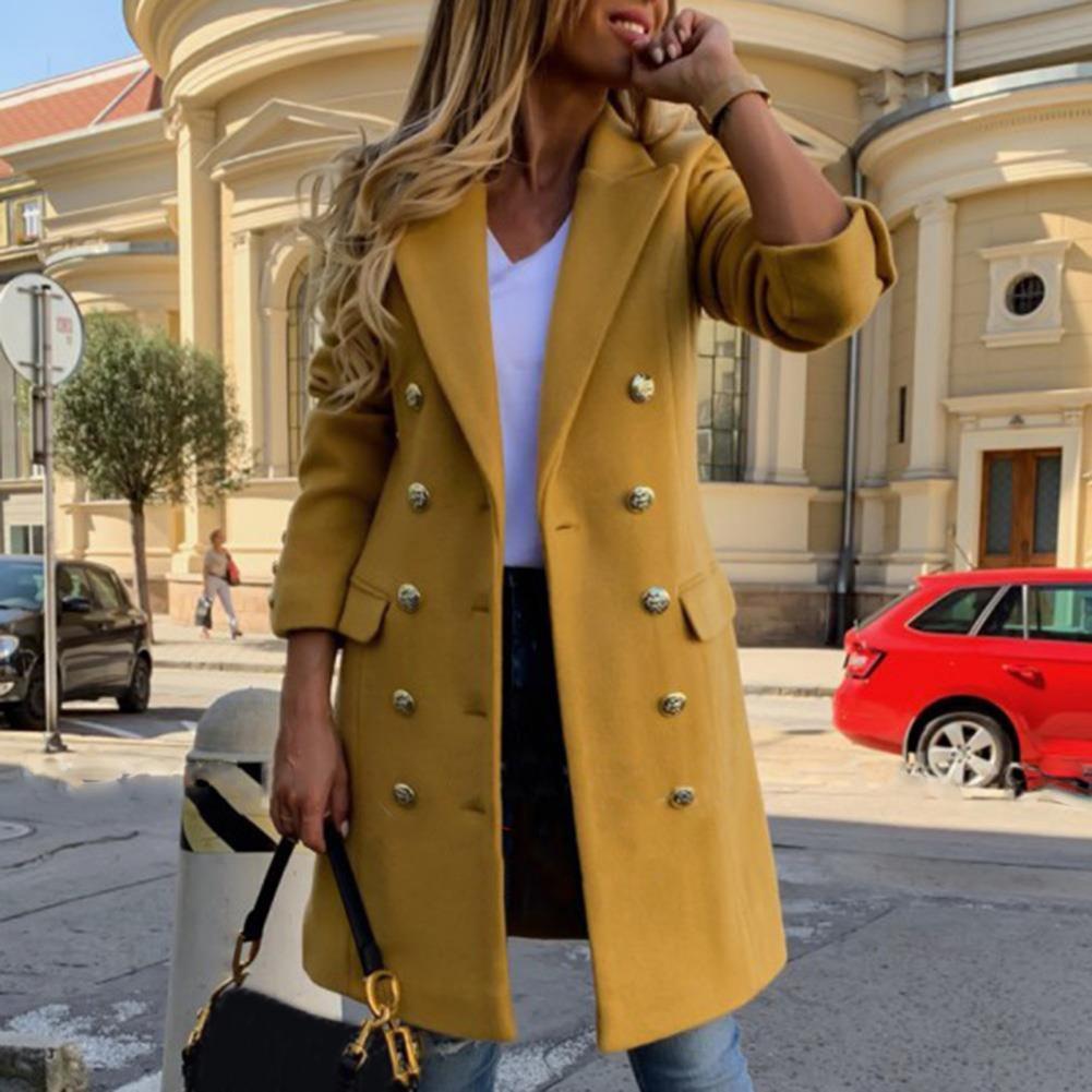 Hot Sale ！！！ New Women&#39;s Coat Winter/Autumn 2021 Pure Color Breathable Turn-Down Collar Double-breasted Women Overcoat Outerwear - Executive-Skincare