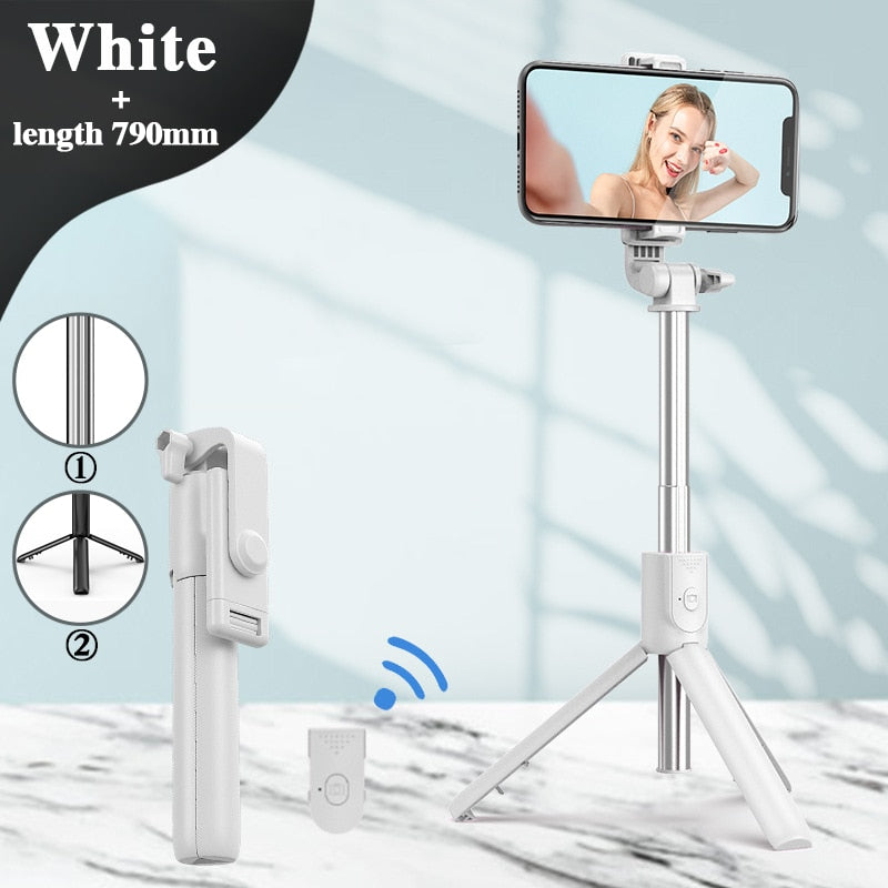 Selfie Stick Wireless Bluetooth Compatible Foldable Mini Tripod For Phone With Fill Light Shutter Remote Control For IOS Android - Executive-Skincare