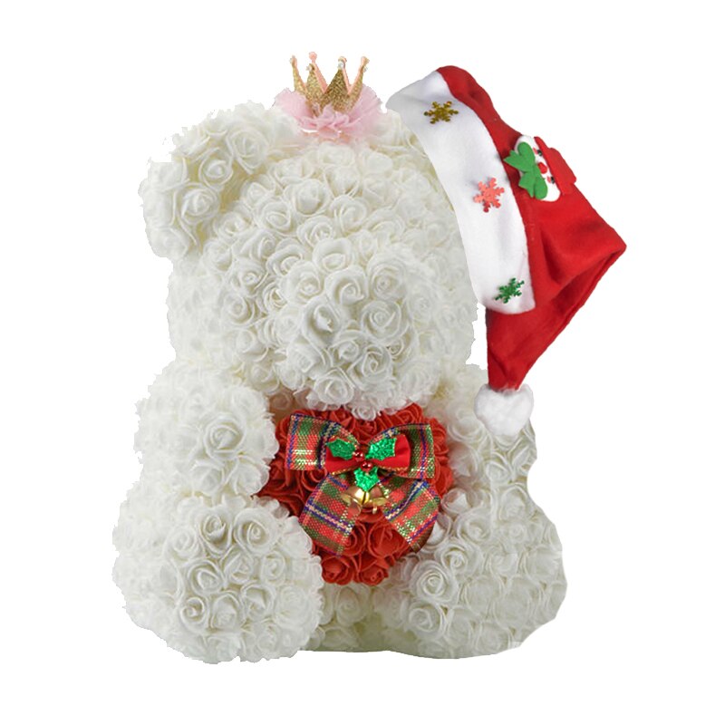 Christmas Gift for Kids&amp;women Artificial PE Rose Teddy Bear of Roses with Crown Valentine&#39;s Day Wedding Love Xmas Gifts for Girl - Executive-Skincare