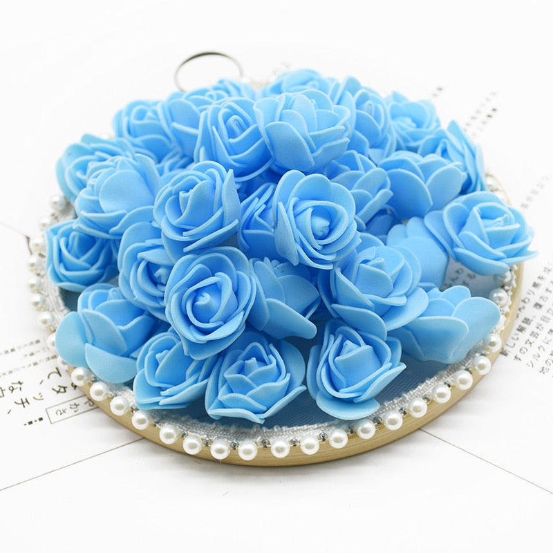 200 Pieces Artificial Flowers 3CM PE Teddy of Bear Roses Head Wedding Decorative Fake for Scrapbooking Valentine&#39;s Day Gifts - Executive-Skincare