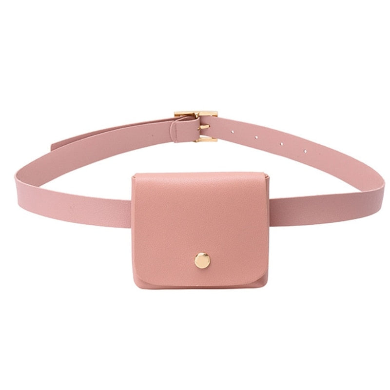 Women Mini PU Leather Fanny Pack Casual Waist Bag Girls Female Simple Classic Cell Phone Pocket Travel Purse with Removable Belt - Executive-Skincare