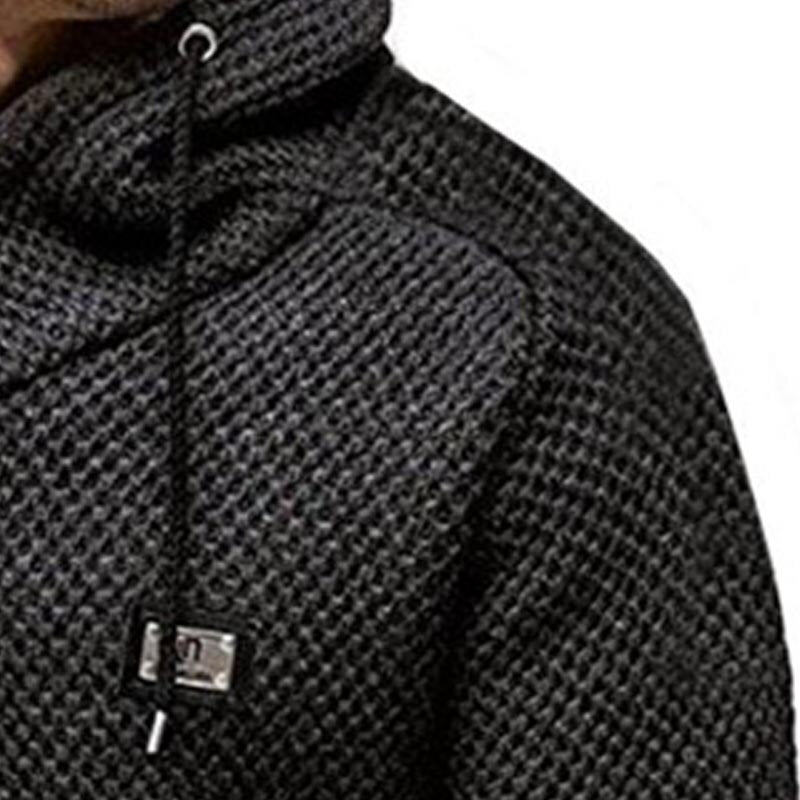 Autumn Winter Mens Sweaters 2021 New Casual Zipper Cardigan Sweater Men Full Sleeve Hooded Knitted Sweater Solid Knitwear Coat - Executive-Skincare