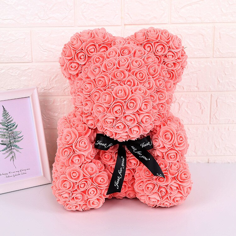 Dropshipping 25cm Artificial PE Flower Teddy Rose Bear Valentine&#39;s Day For Girlfriend  Wife Mother&#39;s Day gift Christmas decor - Executive-Skincare